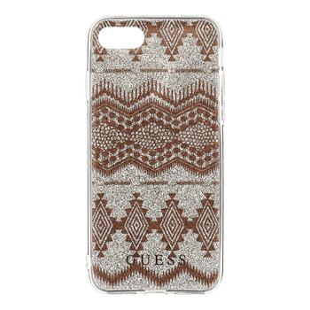 GUHCP7TGTA Guess Ethnic Chic Tribal 3D TPU silikonové pouzdro Taupe pro iPhone 7 / 8 / SE2020