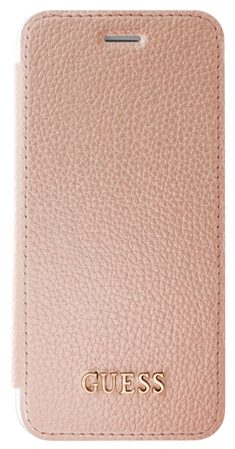 GUFLBKP7IGLTRG Guess IriDescentknížkové pouzdro Rose GOLD zlatá barva pro iPhone 7 / 8