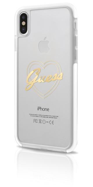 GUHCPXSHGO Guess ShockProof Zadní Kryt GOLD zlatá barva Heart pro iPhone X  /  XS