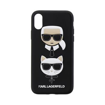 KLHCPXKICKC Karl Lagerfeld Karl and Choupette pevný kryt Black pro iPhone X  /  XS
