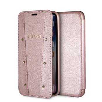 GUFLBKPXKAILRG Guess Kaia knížkové pouzdro PU Rose GOLD zlatá barva pro iPhone X  /  XS