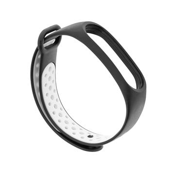 Tactical 282 Double Silikonový Řemínek pro Xiaomi Mi Band 3 / 4 Black / WHITE bílá barva (EU Blister)
