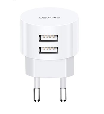 USAMS CC080 Dual Round USB Cestovní Nabíječka WHITE bílá barva (EU Blister)