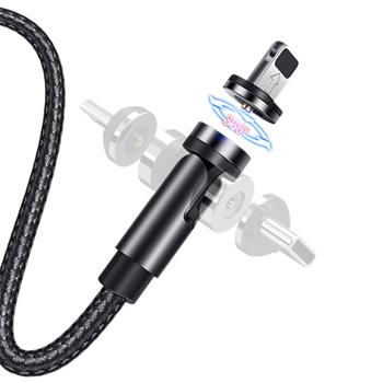 USAMS US-SJ473 U59 Type-C Kabel s Otočnou Magnetickou Koncovkou 1m Black