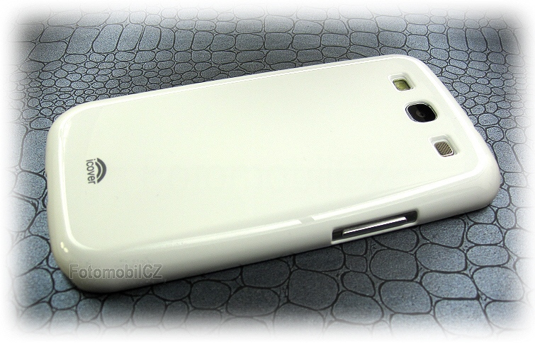 Kryt bílý lesklý ICOVER + fólie pro Samsung i9300 Galaxy S3