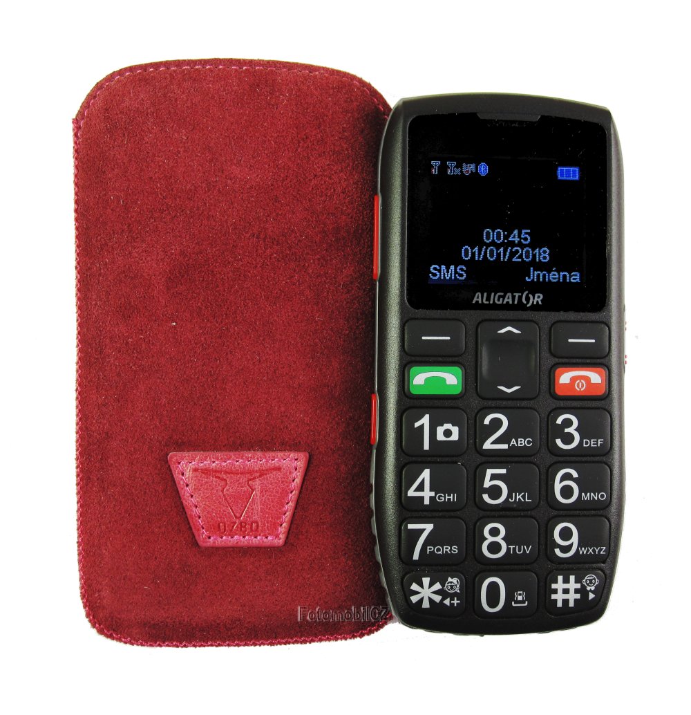 Kožené pouzdro OZBO Belle L, červené pro Aligator A440