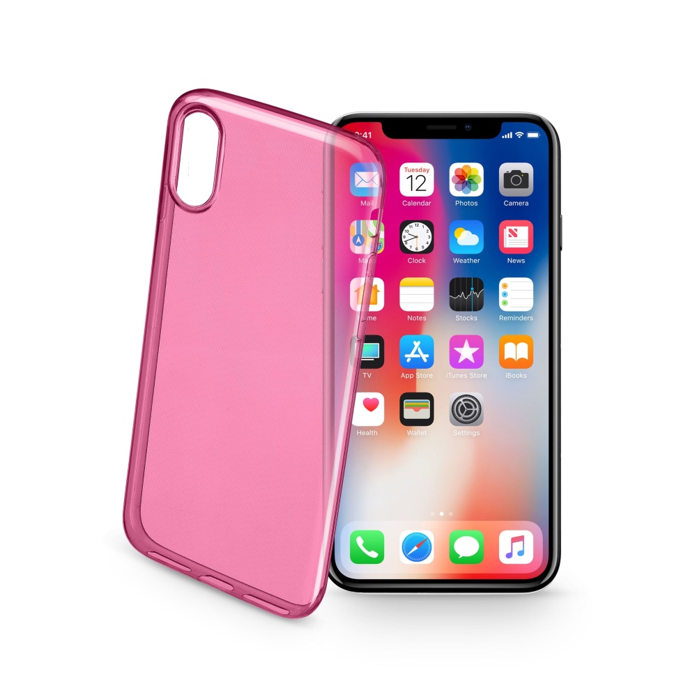 Barevné gelové pouzdro CELLULARLINE COLOR pro Apple iPhone X / XS, růžové