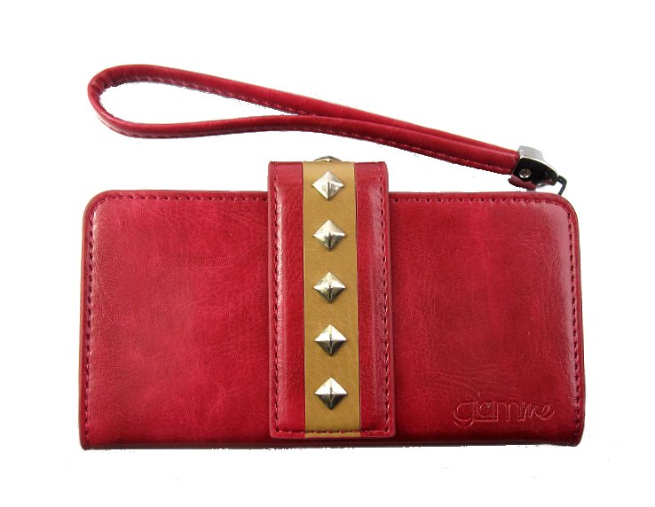 Pouzdro CELLY Studs Glitty Pochette z kolekce GLAMme, velikost XXL, vínové pro IPhone 6 / 6S / 7 / 8