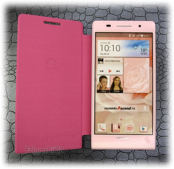 HUAWEI flipové pouzdro pro P6, růžová