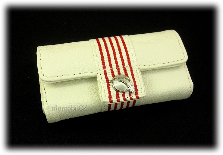 Krusell kožené pouzdro BREEZE bílo-červené pro Nokia 6300 a Samsung E1200