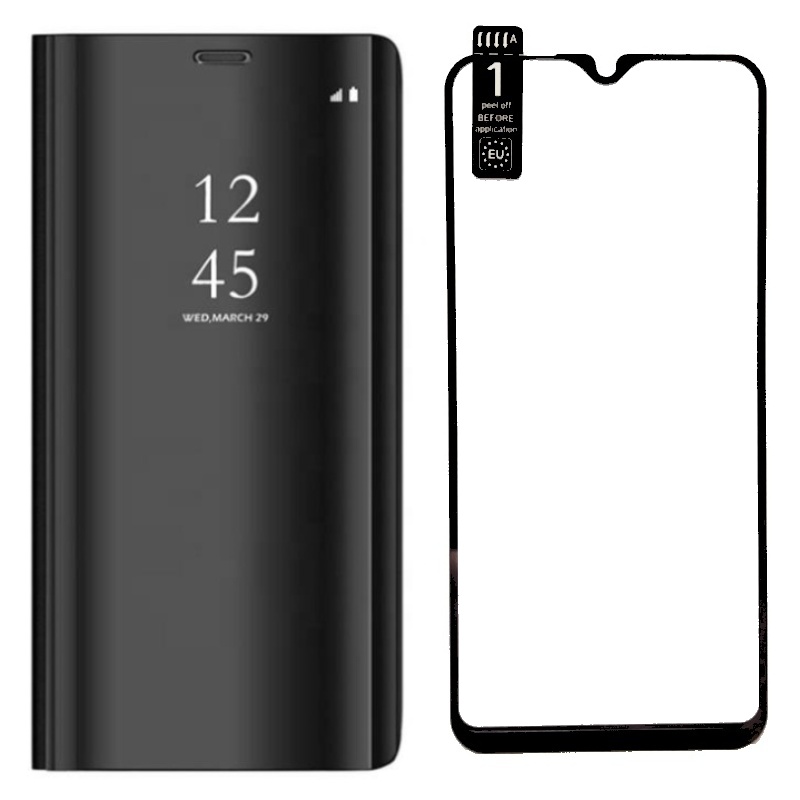 Pouzdro Smart Clear View pro Samsung Galaxy A20e černé + sklo na displej