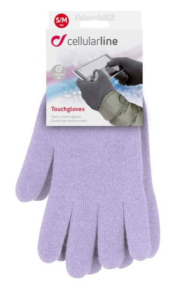 Zimní rukavice CellularLine Touch Gloves pro ovládání kapacitních displejů, vel. M, fialové