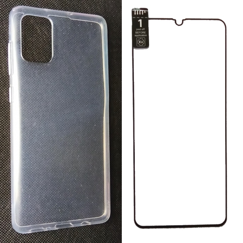 Silikonové TPU pouzdro Slim 1mm pro Samsung Galaxy A70 transparentní + ochranné sklo