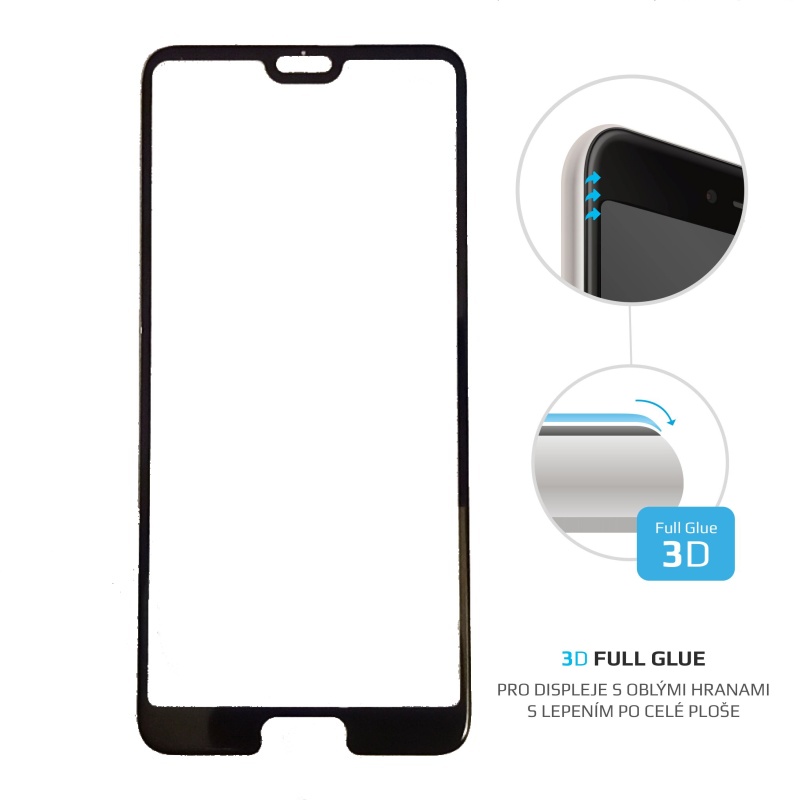 Ochranné tvrzené sklo FIXED 3D Full-Cover pro Huawei P20, s lepením přes celý displej, černé