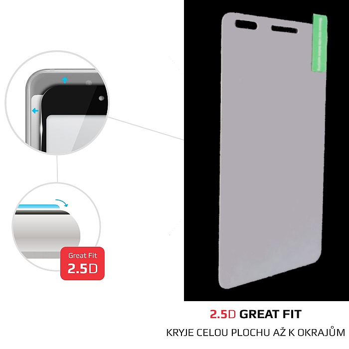 2,5D ochranné tvrzené sklo FIXED Full-Cover pro Huawei Y6 2017, přes celý displej, čiré, 0.33 mm