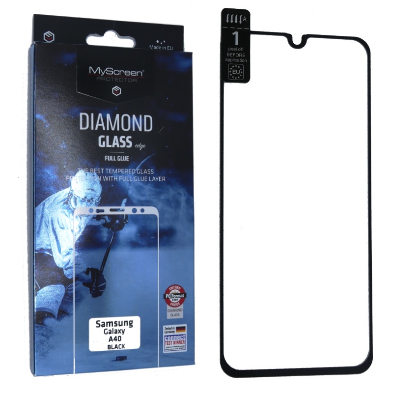 Ochranné sklo displeje MyScreen Diamond Glass FullGlue černé pro Samsung Galaxy A40