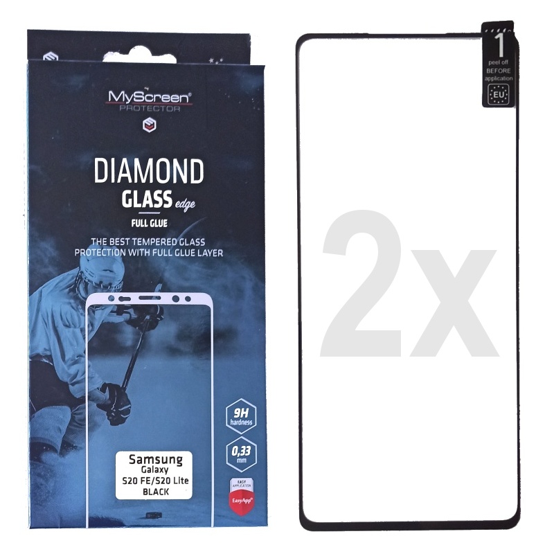 2 kusy ochranné sklo displeje MyScreen Diamond Glass FullGlue černé pro Samsung Galaxy S20 FE