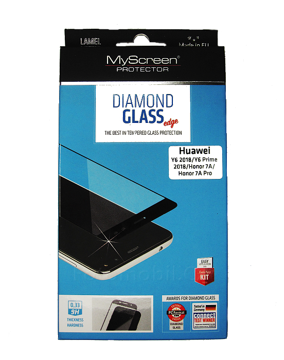 Ochranné sklo displeje MyScreen Diamond Glass FullCover černé pro Huawei Y6 Prime 2018, Honor 7A