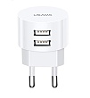 USAMS CC080 Dual Round USB Cestovní Nabíječka WHITE bílá barva (EU Blister)