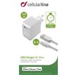 Cestovní nabíječka CellularLine s datovým kabelem a konektorem Lightning, 2A