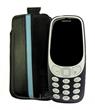 Univerzální kožené pouzdro Muvit iLine černá/ modrá pro Nokia 3310 2017